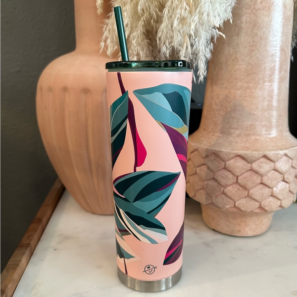 Coffee Bean Stainless Steel Floral Tumbler